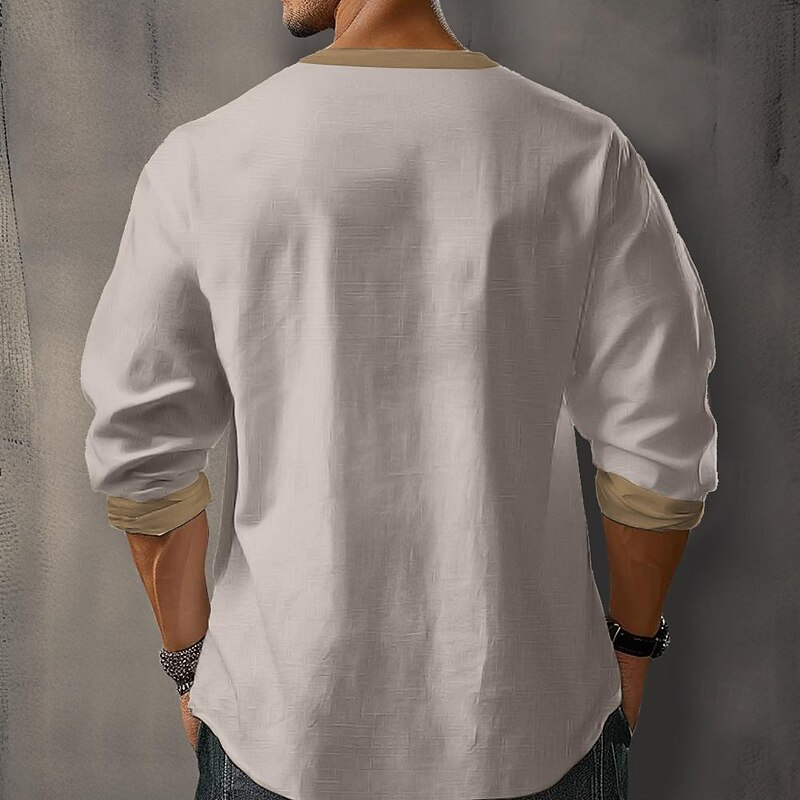 Men's Pattern Ethnic Shirt Button Up Shirt Long Sleeve Casual Tribal Holiday Summer Spring Fall Stand Collar Print Apricot2