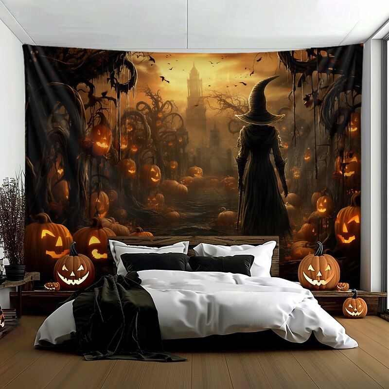 Halloween Decorations Witch Hanging Tapestry Wall Art Large Tapestry Mural Decor Photograph Backdrop Blanket Curtain Home Bedroom Living Room Decoration4