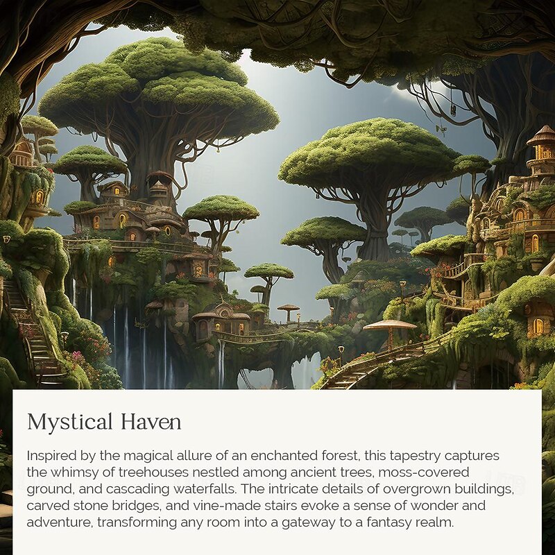 Tree Houses Forest Hanging Tapestry Wall Art Large Tapestry Mural Decor Photograph Backdrop Blanket Curtain Home Bedroom Living Room Decoration3