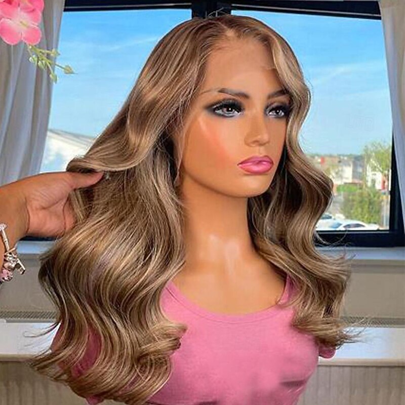 Unprocessed Virgin Hair 13x4 Lace Front Wig Side Part Brazilian Hair Wavy Multi-color Wig 130% 150% Density with Baby Hair Highlighted / Balayage Hair Natural Hairline For Women Long Human Hair Lace3