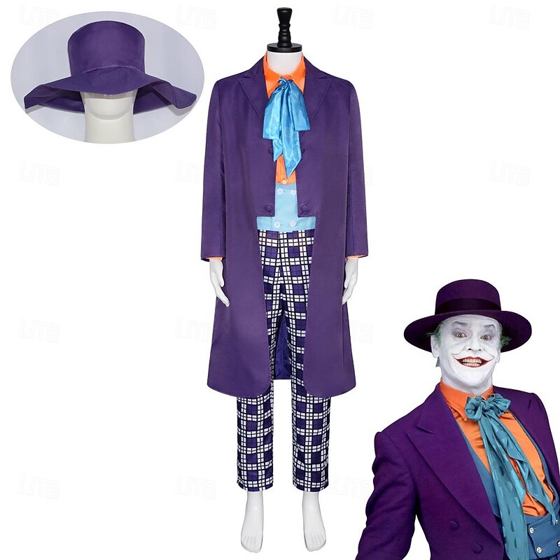 Joker Clown Jack Napier Cosplay Costume Outfits Movie Cosplay for Men's Adults' Carnival Party