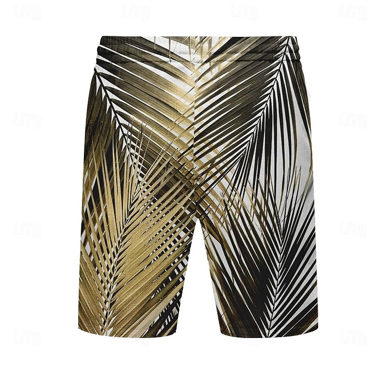 Men's Leaf Tropical Plants Swimming Trunks Board Shorts Shorts Mid Waist Fashion Streetwear Designer Casual Daily Holiday Pocket Drawstring Elastic Waist Designer Clothing Apparel4