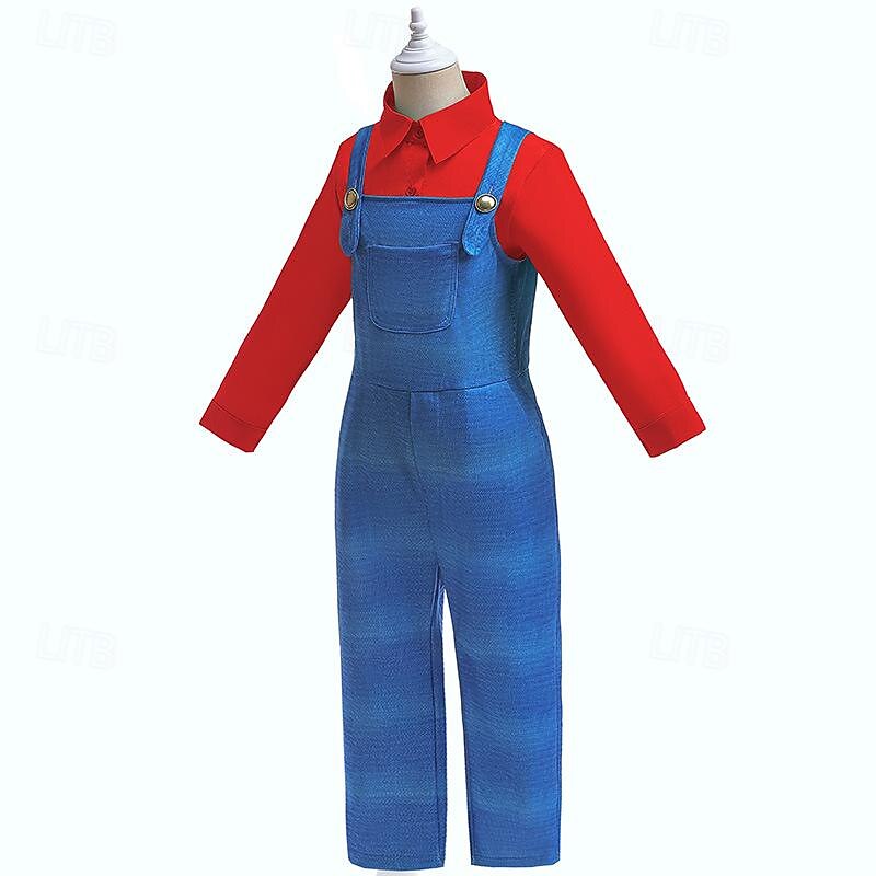 Super Bros Plumber Costume Jumpsuit Cosplay Movie Cosplay for Boys Kid's Carnival Performance Party3