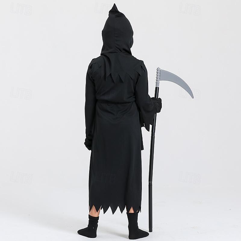 Skeleton Skull Ghost Grim Reaper Halloween Cape Cosplay Costume Hooded Cloak Scary Costume Kid's Boys' Carnival Masquerade Mardi Gras Performance Halloween Masquerade Easy Halloween Costumes Dress Up2