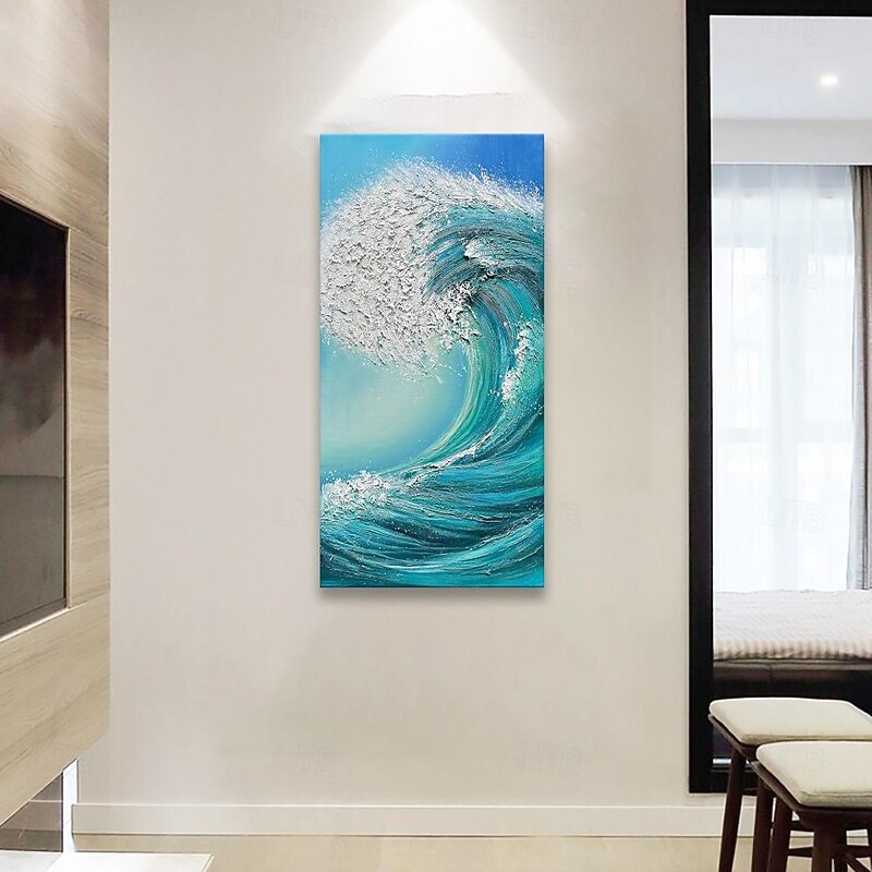 Handmade Oil Painting Canvas Wall Art Decoration Modern Abstract Texture Sea Wave Landscape for Home Decor Rolled Frameless Unstretched Painting3