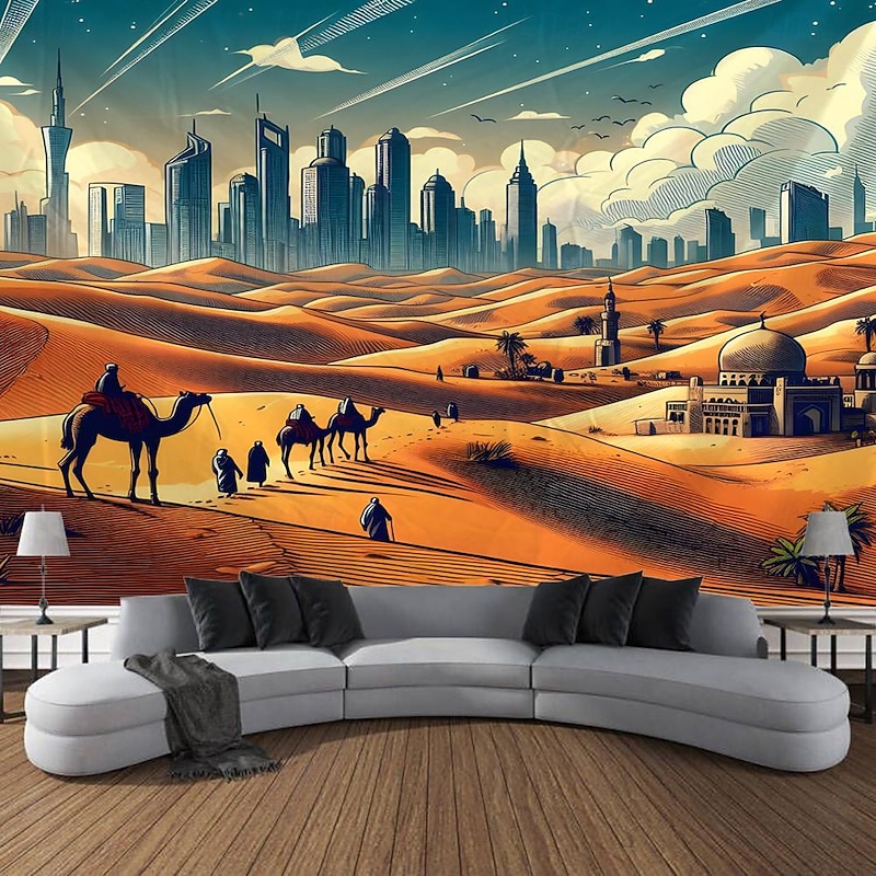 Nature Desert Camels Hanging Tapestry Wall Art Large Tapestry Mural Decor Photograph Backdrop Blanket Curtain Home Bedroom Living Room Decoration2