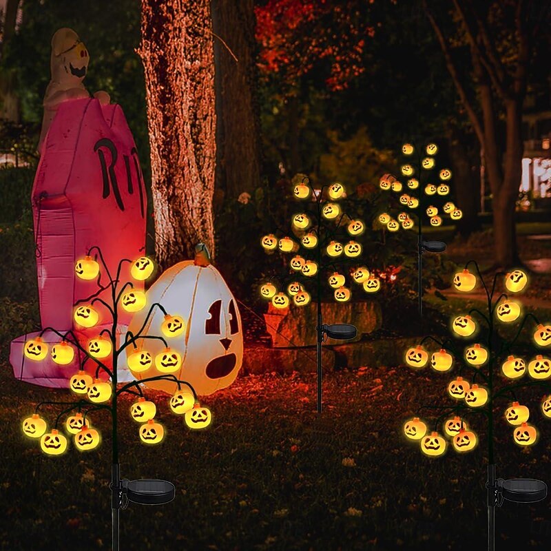 Halloween Outdoor Solar Pumpkin Lawn Lights Light Up Pumpkin Jack O Lantern Garden Decoration Waterproof Pumpkin Stake Light Halloween Tombstone Garden Lawn Courtyard Walkway Decor Street Lamp 1PC2