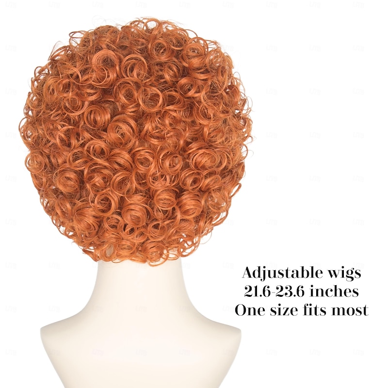 Women Rope Short Curly Red Brown Hair Wig Halloween Cosplay Party Wigs3