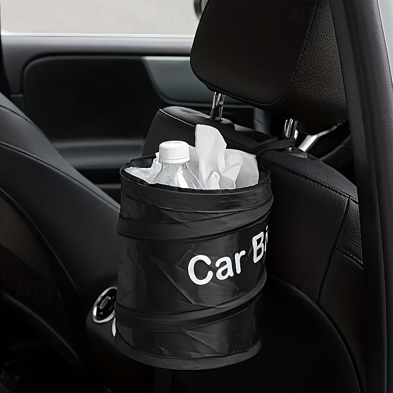 Portable Car Trash Can - Foldable Car Seat Organizer, Paste Storage Bin, Spiral Bucket, Compact and Convenient Vehicle Waste Bin