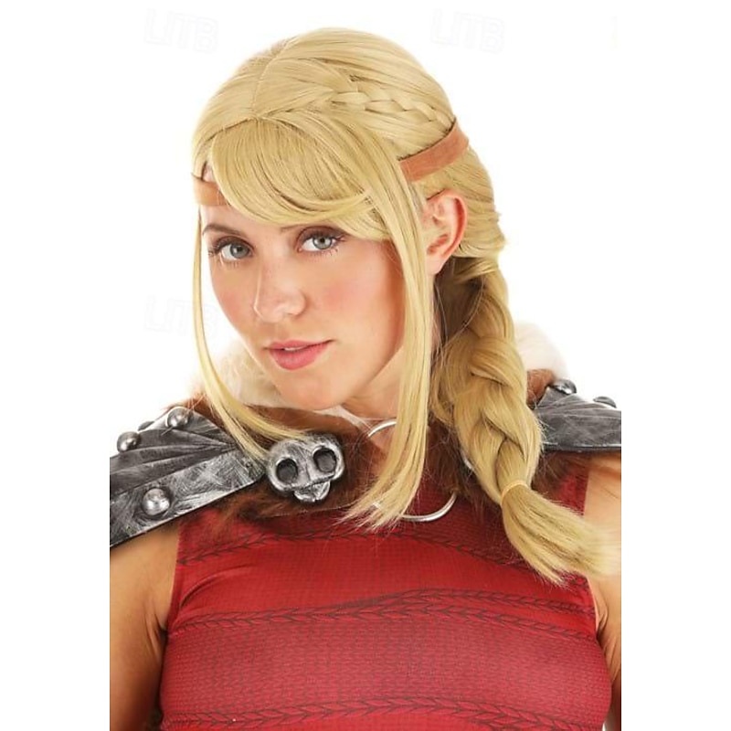 Astrid Wig for Women  Synthetic Wig Yaki Straight With Bangs Wig Short Blonde Halloween Cosplay Party Wigs