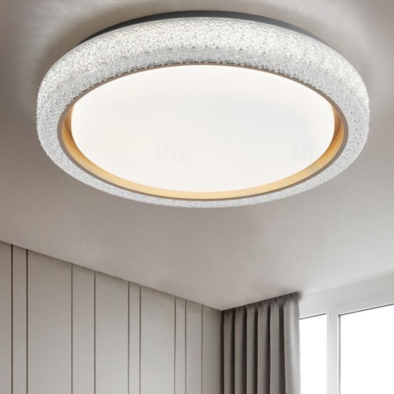 LED Ceiling Lights Dimmable 50cm 1-Light Modern Industrial Art Circular Brushed Metal Semi Flush 42W for Kitchen Bedroom Living Room 220-240V2