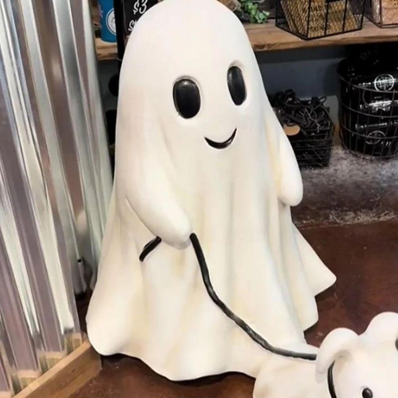 Halloween Ghost Walking Dog Statue - Handmade Halloween Resin Statue Decoration, Durable Resin for Indoor & Outdoor Use, Perfect for Rustic, Farmhouse, or Cottage-Style Home Decor, Ideal for Kids' Bed3