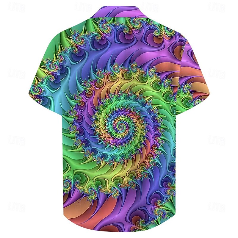 Men's Neon Shirt Button Up Shirt Short Sleeve Casual Vacation Daily Summer Turndown Collared Shirts Button Up 3D Print Purple2