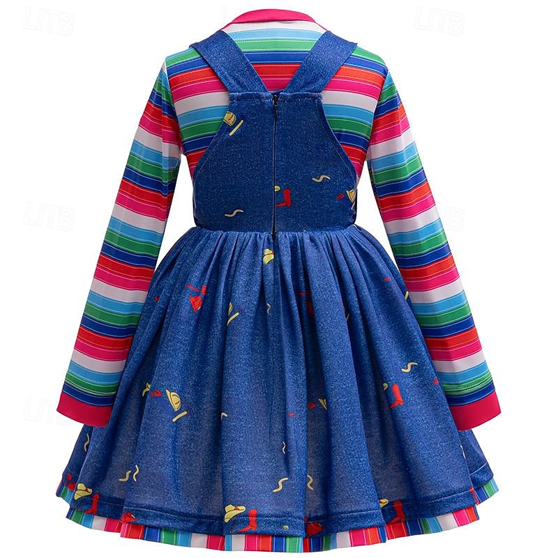 Chucky Scary Doll Halloween Dress Costume Scary Costume Kid's Girls' Carnival Party Easy Halloween Costumes Dress Up3