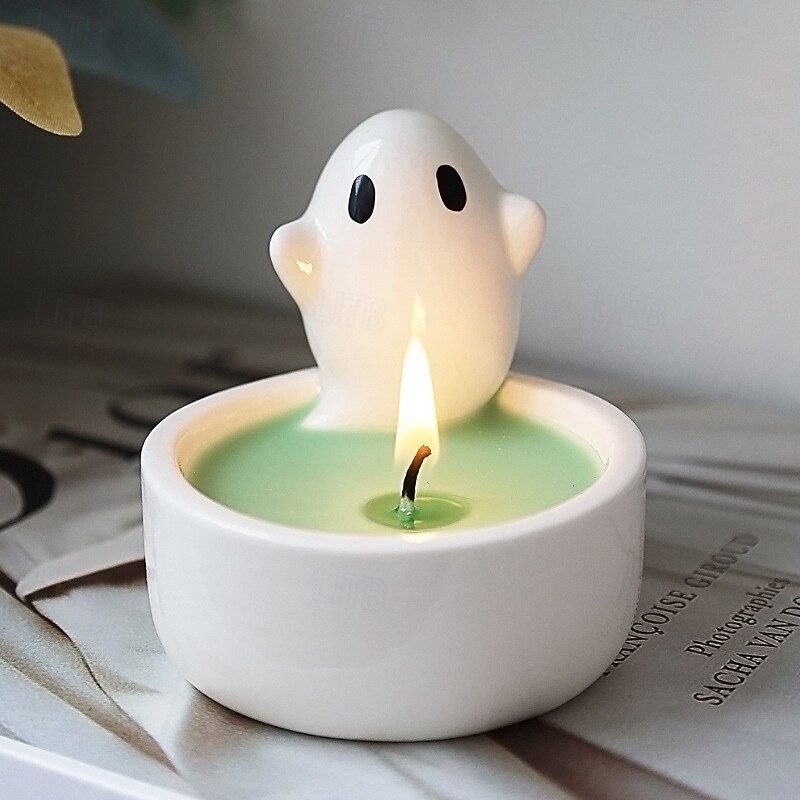 Ceramic Cute Ghost Decoration Candle Holder, Halloween Decoration, Cute Aromatherapy Candle Stand, INS Inspired, Perfect Halloween Gift