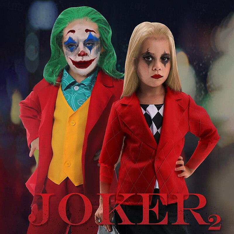 Harley Quinn Joker Clown Halloween Outfits Halloween Group Family Costumes Joker: Folie à Deux Movie / TV Theme Costumes Kid's Boys' Girls' Carnival Party Easy Halloween Costumes Dress Up