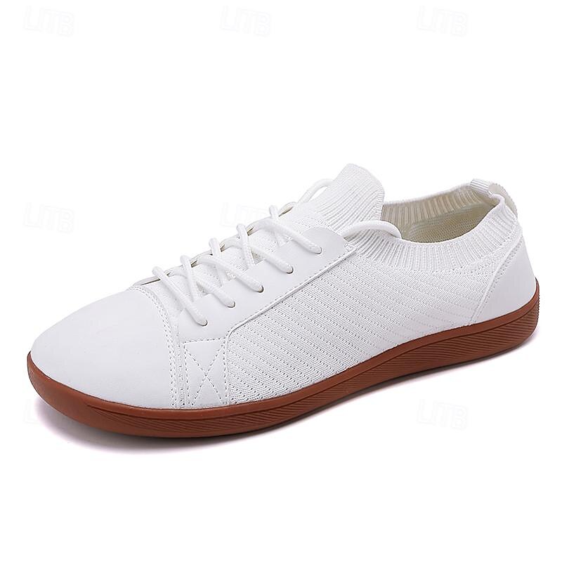 Men's Casual Barefoot Shoes – Lightweight Breathable White Sneakers with Lacing for Walking, Travel, and Everyday Comfort2