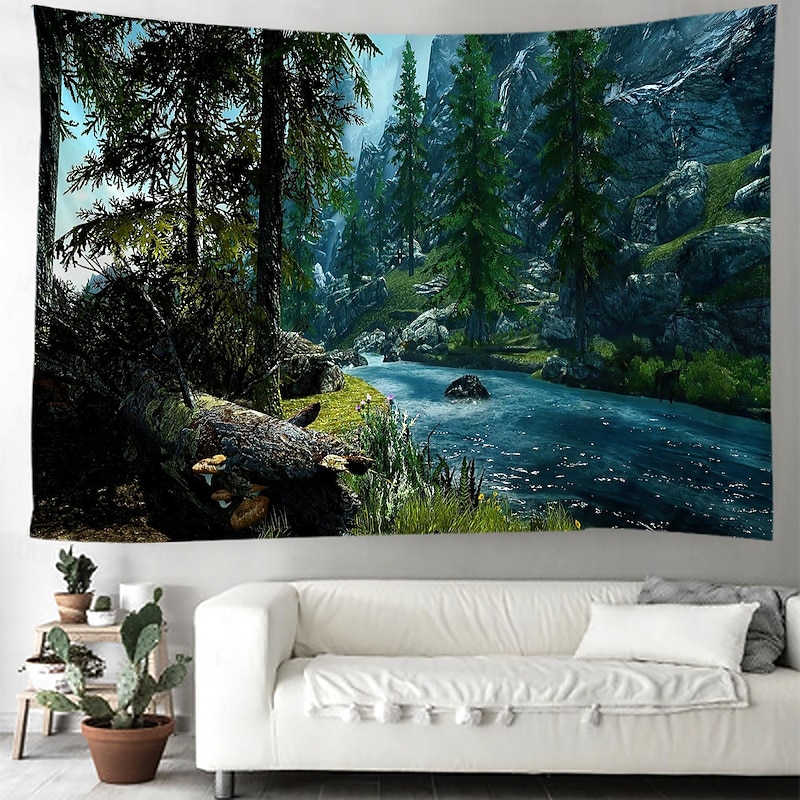 Nature Forest Trees Hanging Tapestry Wall Art Large Tapestry Mural Decor Photograph Backdrop Blanket Curtain Home Bedroom Living Room Decoration3