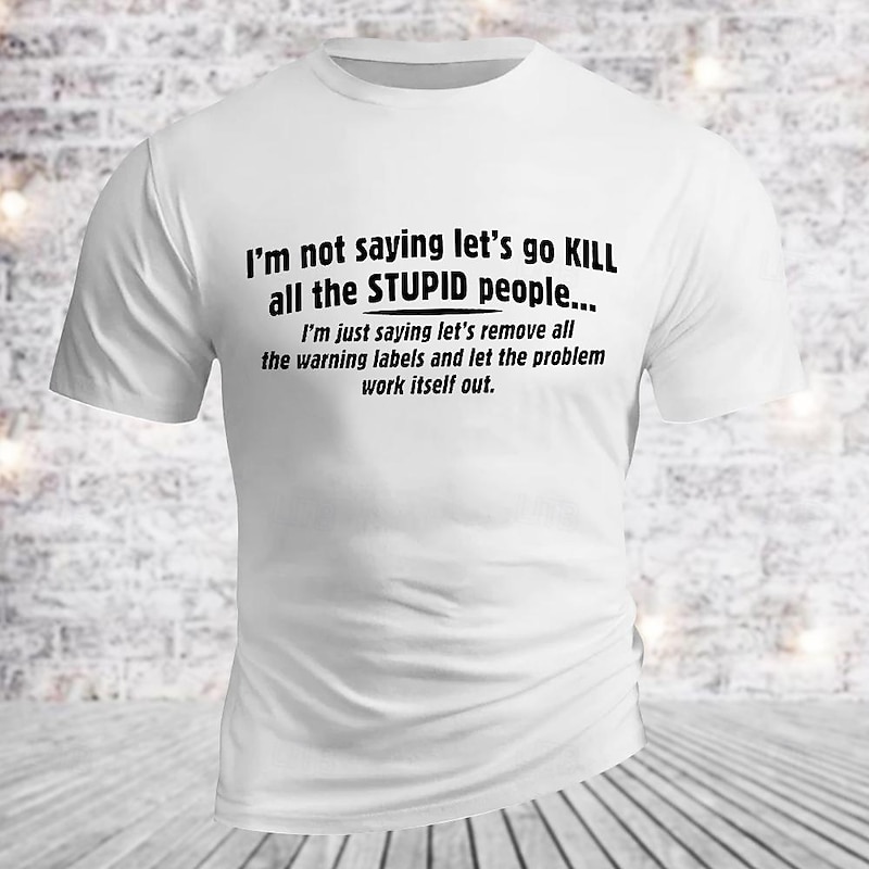 Mens Funny Graphic T-Shirt - Warning Labels Work Humor for Stupid People3