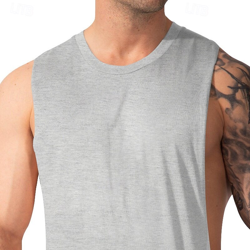 Men's Tank Top Vest Top Sleeveless Shirt Gym Muscle Tee Sleeveless Crew Neck Summer Plain Fashion Designer Muscle Outdoor Going out Gym Black White Dark Red Top Tee for Men4