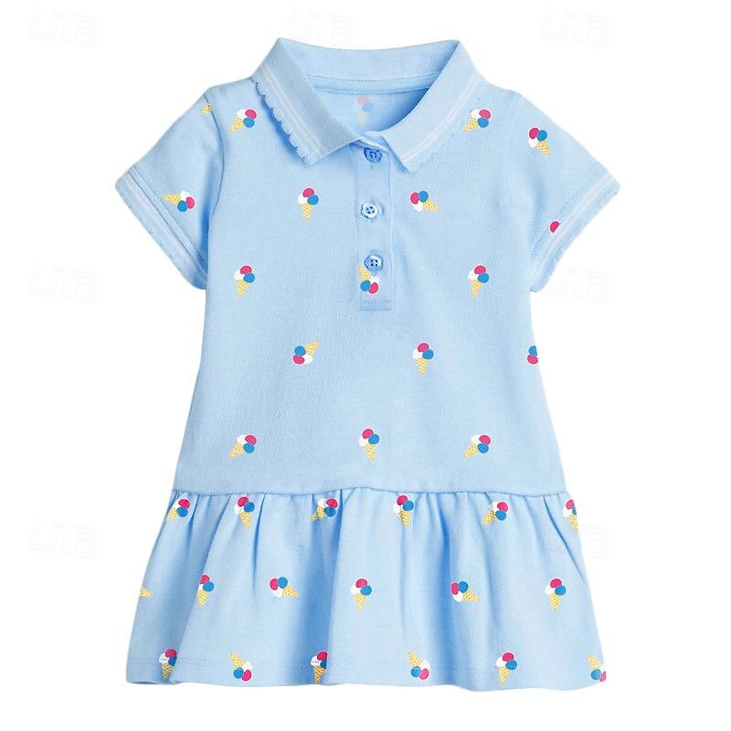 Girls' 3D Cartoon Dress Short Sleeve Summer Vacation Daily Holiday Princess Beautiful Sweet Kids 4-7 Years Casual Dress A Line Dress Knee-length Regular Fit2