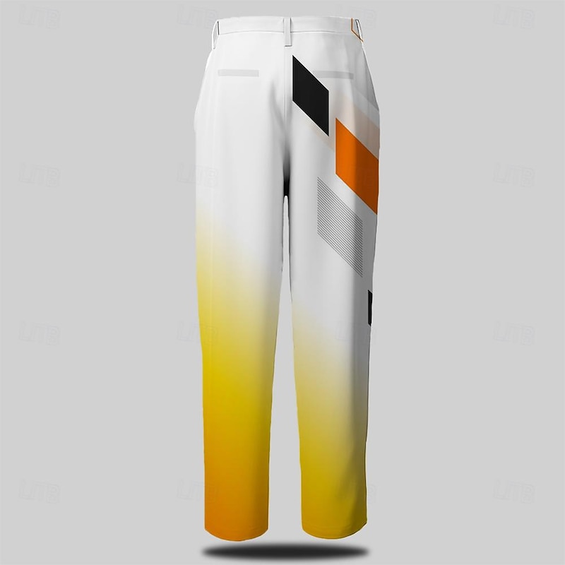Men's Geometric Dress Pants Mid Waist Business Casual Formal Dailywear Pocket Summer Spring Fall 3D Print White2