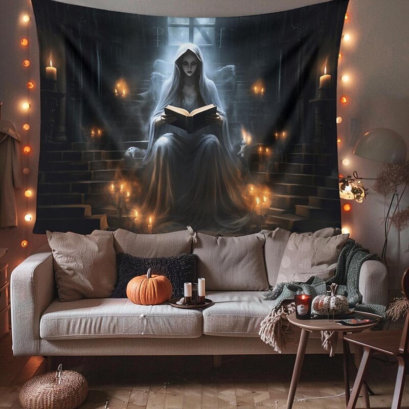 Halloween Decorations Hanging Tapestry Ghost Bride Reading Wall Art Large Tapestry Mural Decor Photograph Backdrop Blanket Curtain Home Bedroom Living Room3