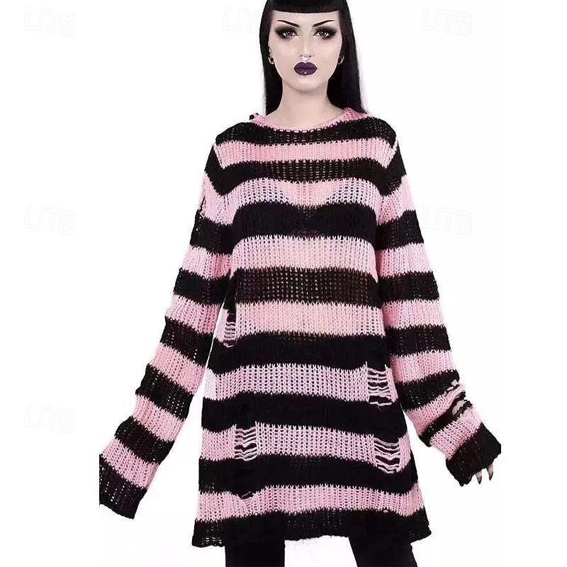 Punk & Gothic Y2K Rib Knit Knitted Cardigans Sweaters Fancy Dress Women's Halloween Carnival Casual Daily Teen Adults' Top Fall & Winter3