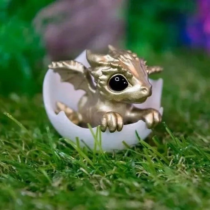 Newborn Dragon in Egg Figurine - Resin Fantasy Decor for Desk, Home, and Collectors - Mythical Creature Sculpture Adds Whimsical Charm 2025 - $18.99