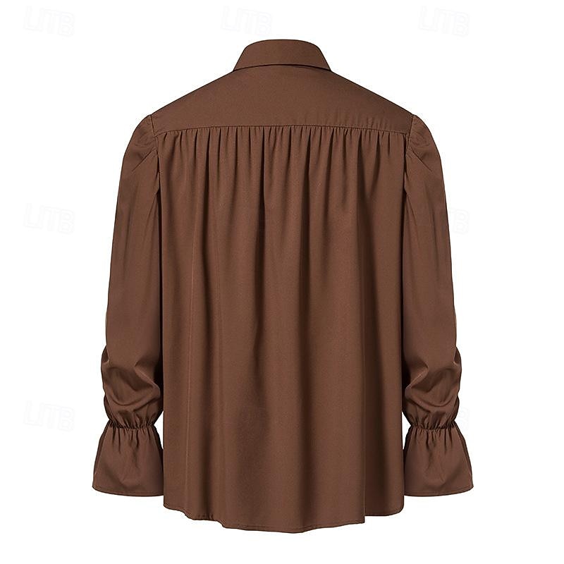 Punk & Gothic Medieval Renaissance Blouse / Shirt Pirate Knight Ritter Solid Color Fancy Dress Men's Pirate Fantasy Royal Masquerade Performance Party Masquerade Adults' Shirt3