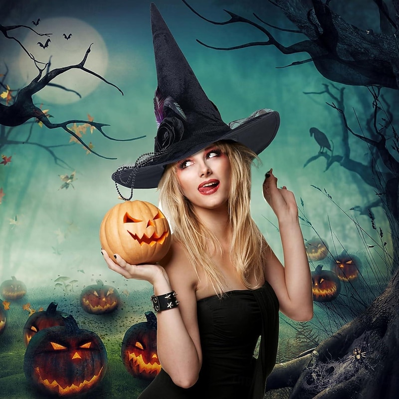 Witch Magician Halloween Hat Walpurgis Night Classic & Timeless Adults' Women's Masquerade Mardi Gras Halloween Party / Evening Masquerade Easy Halloween Costumes Dress Up2