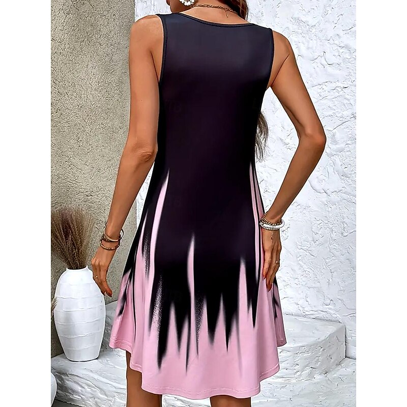 Women's Mini Dress Petite Dress Sundress A Line Dress Tank Dress Casual Vacation Daily Holiday Loose Fit Ombre Floral Sleeveless Crew Neck Yellow Pink Summer2