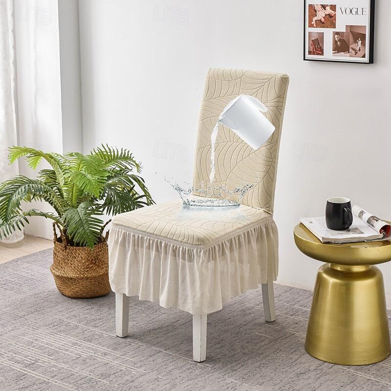 Water Resistant Adjustable Chair Covers Set Dining Room Stretch Jacquard Spandex Seat Slipcover Removable High Back Chairs Cover4
