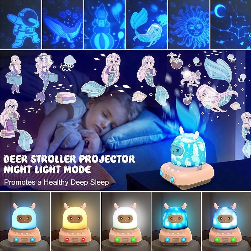 3 In 1 Night Light Projector with 360 Rotation Sliding Deer Car Night Light for Kids Gift 3 in 14