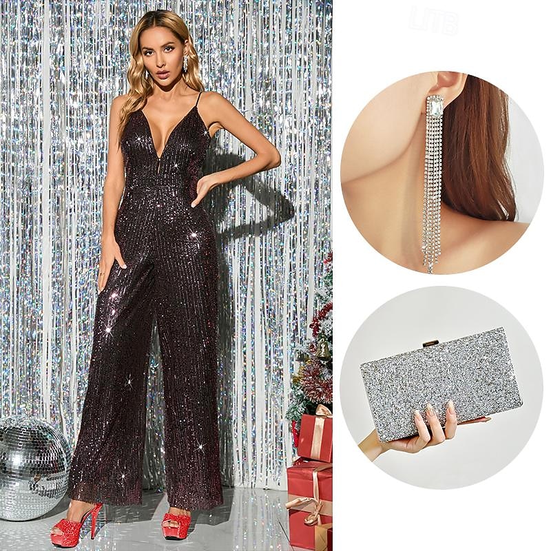 Retro Vintage Roaring 20s 1920s Cosplay Costume Outfits Jumpsuit The Great Gatsby Wedding Guest Sequins Tassel Fringe Fancy Dress Women's Christmas Halloween Carnival Halloween Party / Evening2