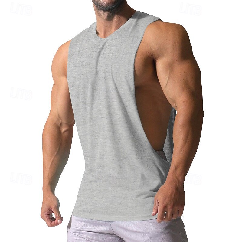 Men's Tank Top Vest Top Sleeveless Shirt Gym Muscle Tee Sleeveless Crew Neck Summer Plain Fashion Designer Muscle Outdoor Going out Gym Black White Dark Red Top Tee for Men