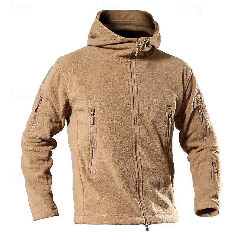 Men's Hiking Fleece Jacket Winter Outdoor Soft Comfortable Warm Fleece Jackets Lightweight Jacket Full Zip Climbing Camping / Hiking / Caving Traveling Black Brown Green Grey2