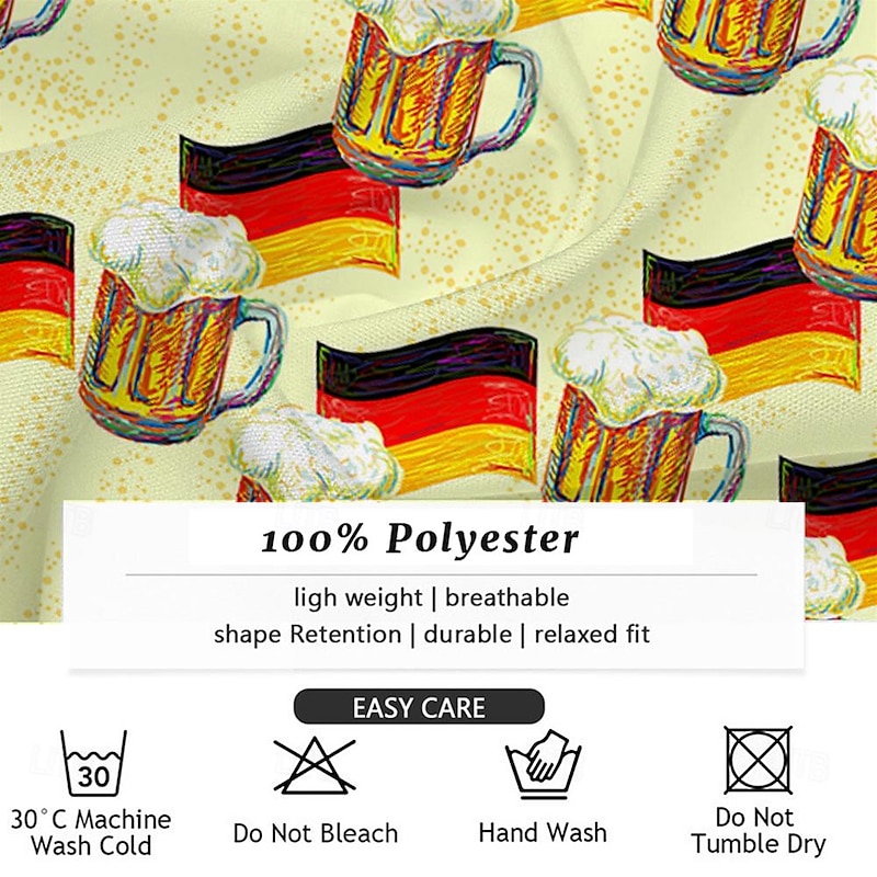 Men's Germany Beer Summer Hawaiian Shirt Aloha Shirt Short Sleeve Hawaiian Casual Resort Outdoor Vacation Street Summer Spring Turndown Print Yellow Blue4