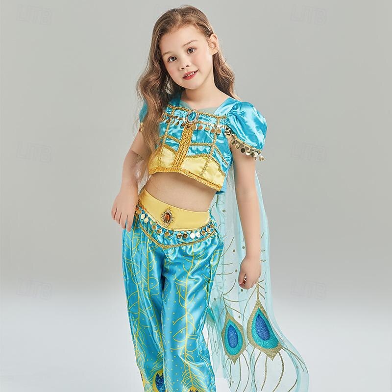 Aladdin Fairy Tale Princess Jasmine Outfits Theme Party Costume Cosplay Movie Cosplay for Girls' Kids Carnival Children's Day Performance Party / Evening3