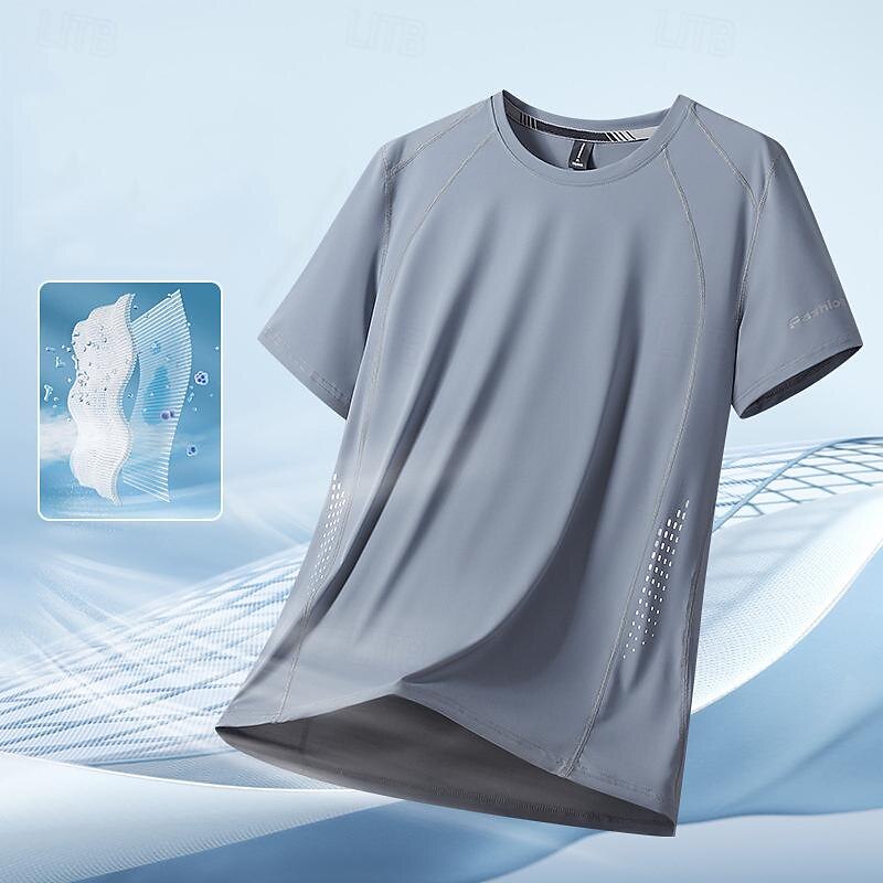 Men's T shirt Short Sleeve Crew Neck Tee Tshirt Muscle T-Shirt Short Sleeve Shirt Outdoor Quick Dry Workout Soft Sweat wicking Nylon Black White Blue Gym Climbing Camping / Hiking / Caving4
