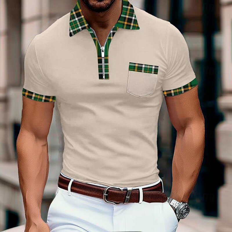 Men's Sports Polo Shirts Golf Shirt Casual Holiday Lapel Quarter Zip Short Sleeve Fashion Basic Plain Quarter Zip Summer Regular Fit Red Sports Polo Shirts2