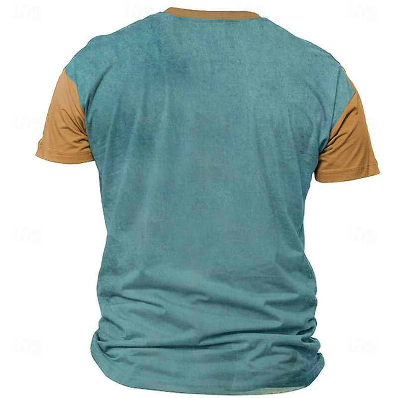 Men's Graphic Hippopotamus T Shirt Short Sleeve T shirt 3D Print Crew Neck Shirt Retro Vintage Casual Street Style Sports Outdoor Holiday Going out Blue Orange Spring & Summer Clothing Apparel S M L2