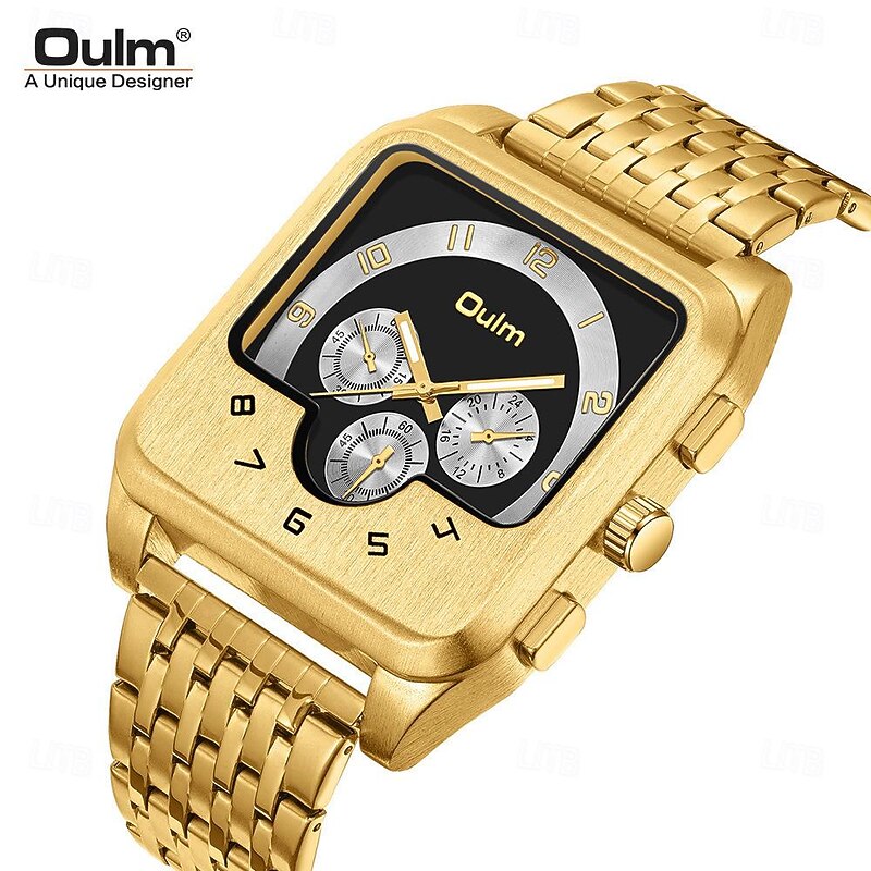 Oulm Men Quartz Watch Outdoor Sports Fashion Casual Luminous Waterproof Decoration Steel Watch