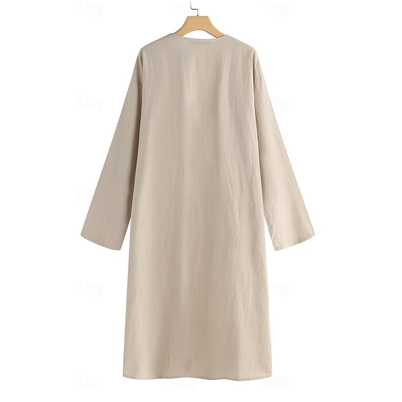 Women's Dressy Dusters Dressy Jackets Trench Coat Office Work Spring Fall Long Coat Loose Fit Modern Style Jacket Long Sleeve Solid Color Plain Pocket Oversized Light Blue khaki Grey3