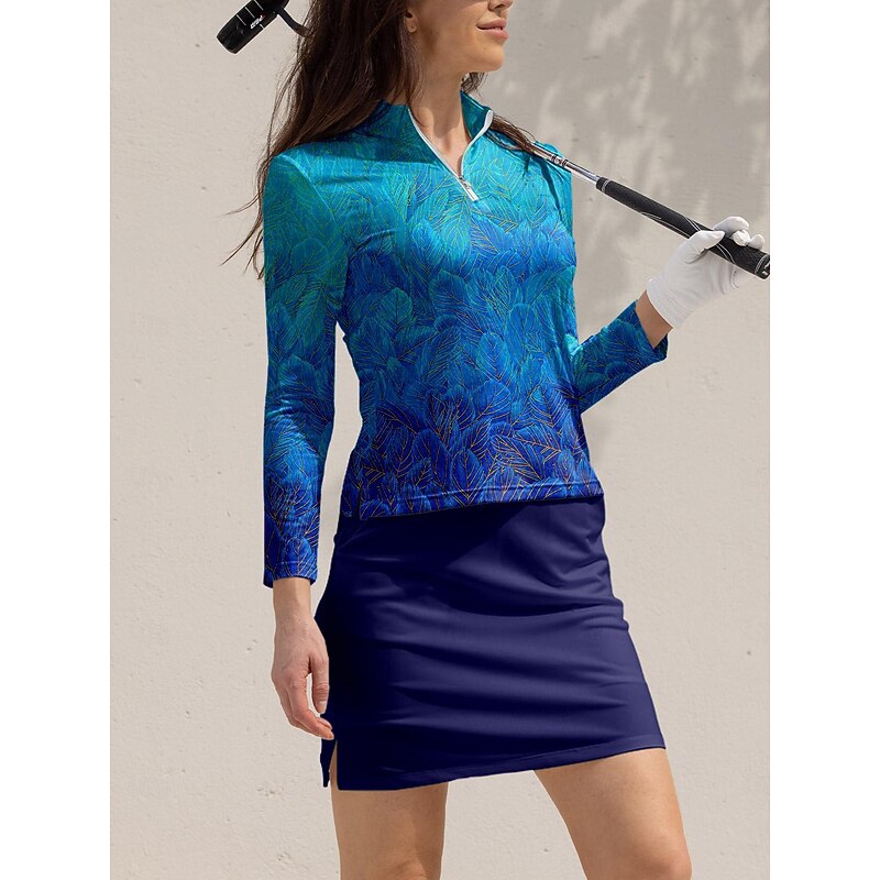 Women's Golf Polo Shirt Blue Short Sleeve Top Ladies Golf Attire Clothes Outfits Wear Apparel4
