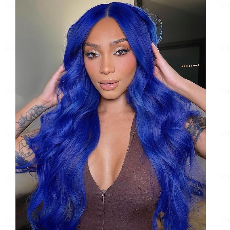 Long Wavy Wigs Long Curly Wig for Women Middle Part Natural Looking Synthetic Hair Halloween Cosplay Party Wigs3