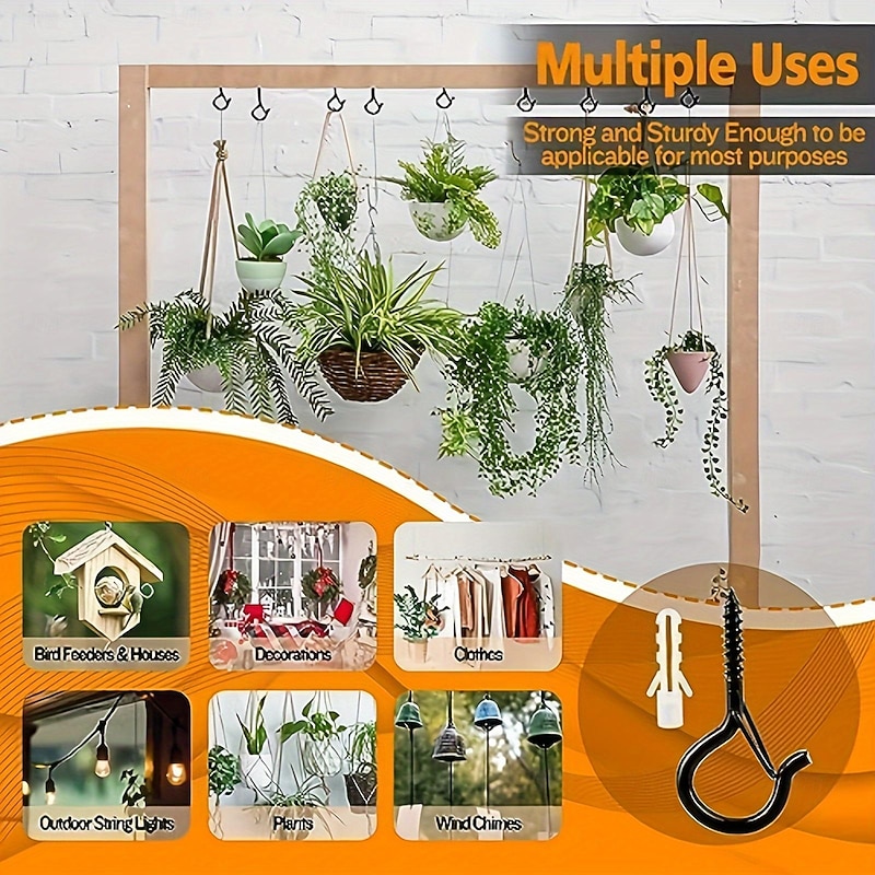 20pcs Q-Hanger Screw Hooks with Safety Buckles - Fashion Metal Outdoor Lights Hanging Kits for Christmas Fairy & String Lights - Easy Release, 2.2 Inch Length3
