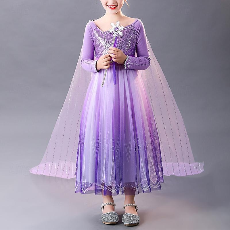 Girls' 3D Solid Color Party Dress Long Sleeve Summer Spring Performance Party Birthday Princess Beautiful Sweet Kids 4-12 Years Party Dress Swing Dress Tulle Dress Midi Regular Fit2