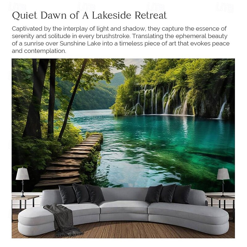 Sunshine Lake Hanging Tapestry Wall Art Large Tapestry Mural Decor Photograph Backdrop Blanket Curtain Home Bedroom Living Room Decoration3