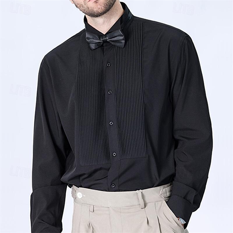 Men's Shirt Dress Shirt Button Up Shirt Plain Wedding Party Black Yellow Red Blue Long Sleeve Lapel Spring &  Fall Clothing Apparel4